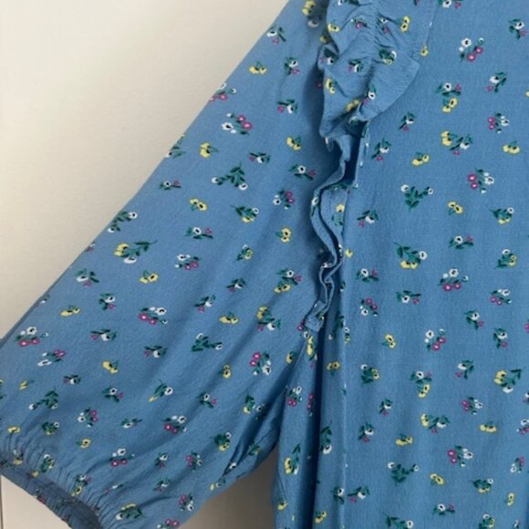 LOFT Floral Puff Sleeve Blouse | Large - Picture 8 of 8